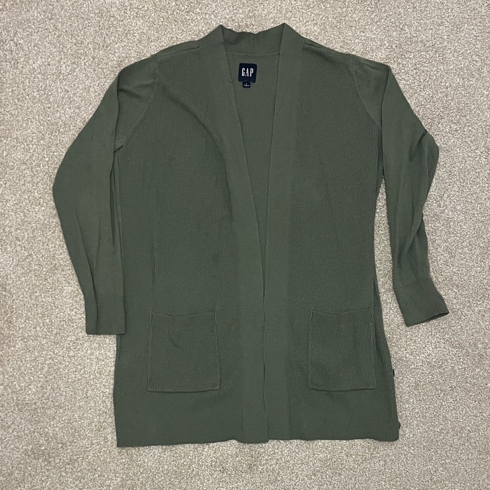 GAP Women's Olive Open-Front Cardigan